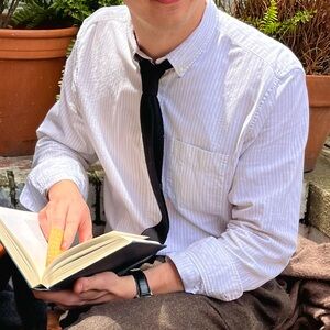 GAP Oxford Shirt | M | Tan and White